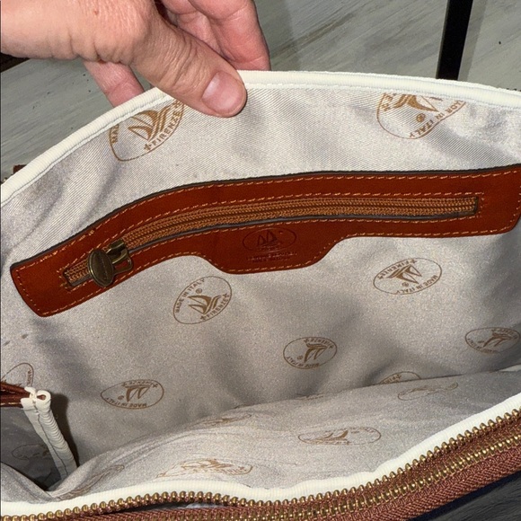 D&D Firenze Stylish Italian Color Block Leather Briefcase in Multicolor Tones - Picture 9 of 16